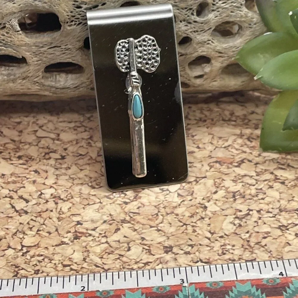 Tomahawk Native American Money Clip Stainless Steel UNIQUE Quality  Turquoise